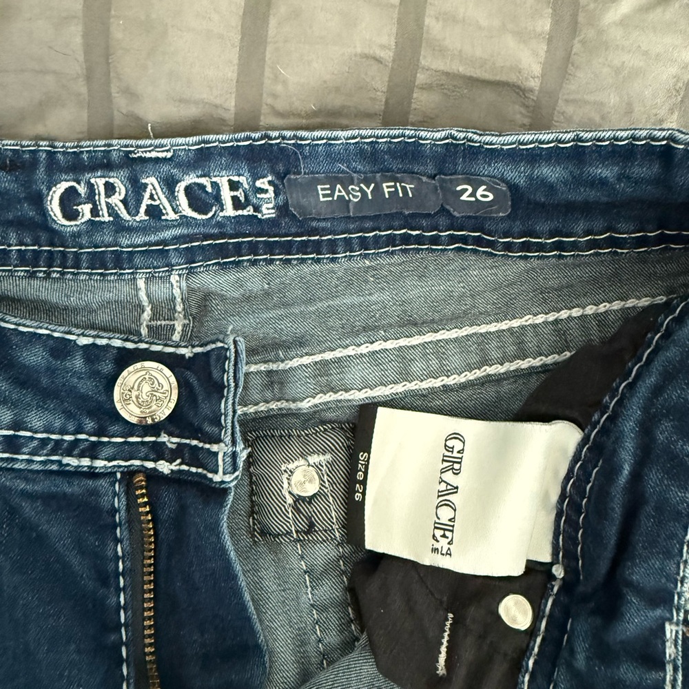 Grace in LA Dark Blue Easy Fit Jeans